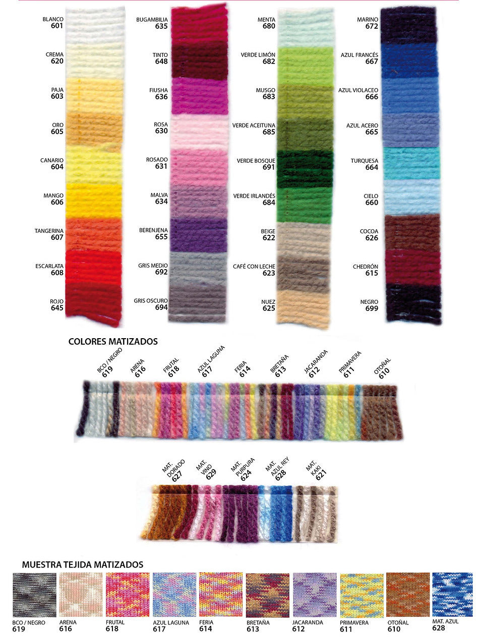 Carta de colores Estambre Tamm 2000 - Paleta completa disponible